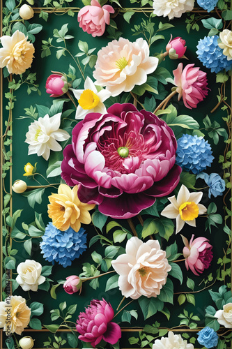Vector of a floral arrangement wallpaper.