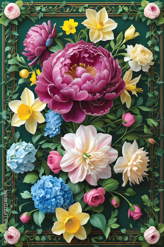 Vector of a floral arrangement wallpaper.