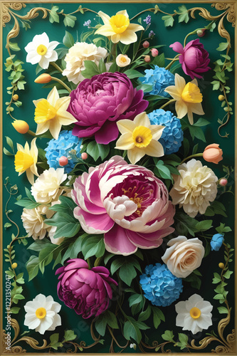 Vector of a floral arrangement wallpaper.