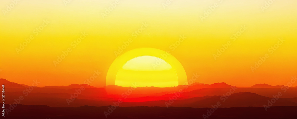 Obraz premium Beautiful sunset over a mountain range with vibrant colors and serene atmosphere