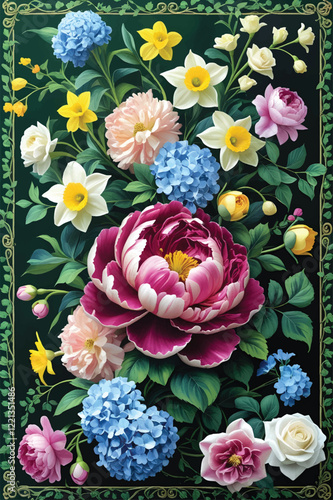 Vector of a floral arrangement wallpaper.