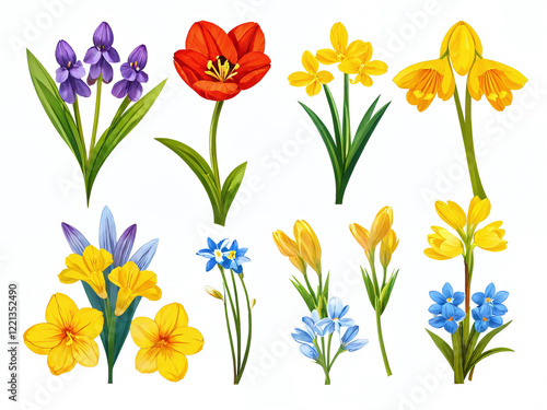 Wallpaper Mural Colorful spring flowers in various arrangements showcasing nature's beauty and diversity Torontodigital.ca