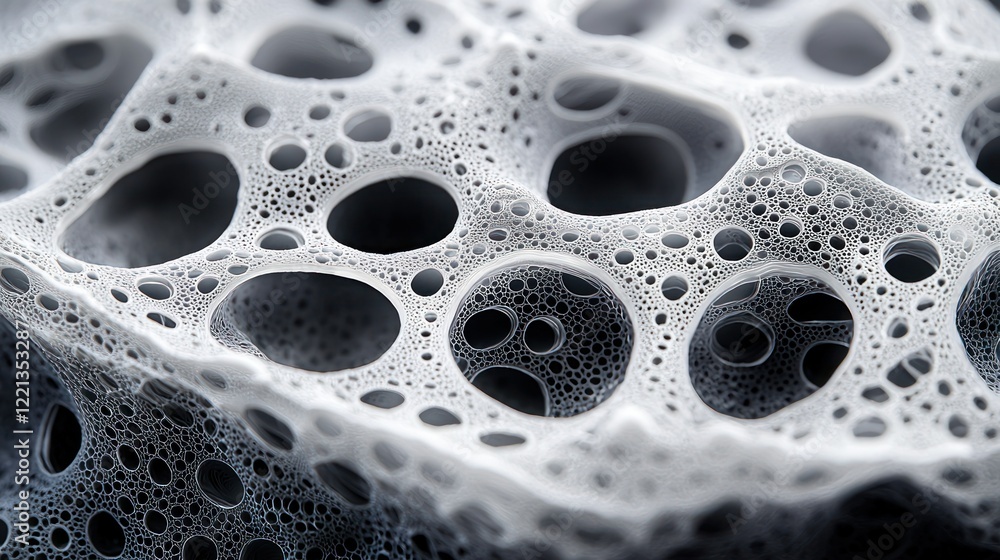 Abstract porous texture, close-up, monochrome, background blur, design Abstract porous texture, close-up, monochrome, background blur, design