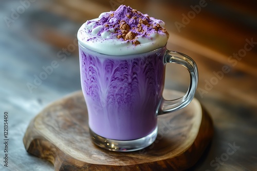 Wallpaper Mural A beautiful purple ube latte with a creamy, velvety foam and a sprinkle of ube powder. Torontodigital.ca