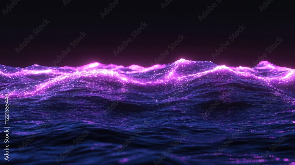 Fototapeta premium Glowing Purple Waves Abstract Digital Art