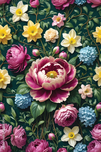 Vector of a floral arrangement wallpaper.