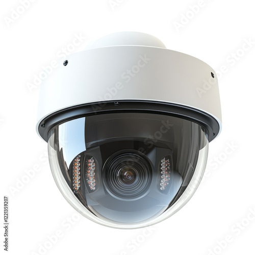 Security camera isolated on transparent background with sleek design