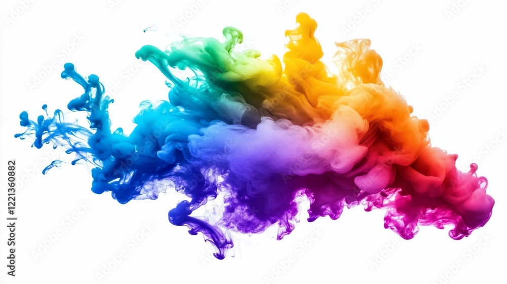 Fototapeta premium Colorful Ink Cloud in Water Effect with Blue Green Yellow Orange Red and Purple