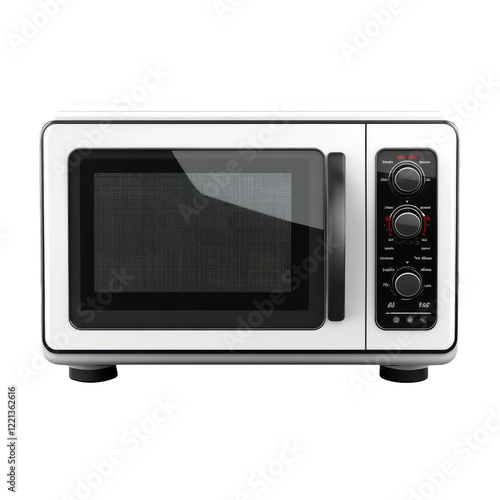 Modern microwave oven isolated on a transparent background for kitchen use