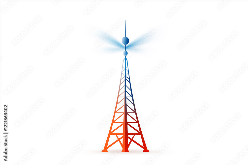 Radio tower on white background, flat illustration Radio tower on white background, flat illustration