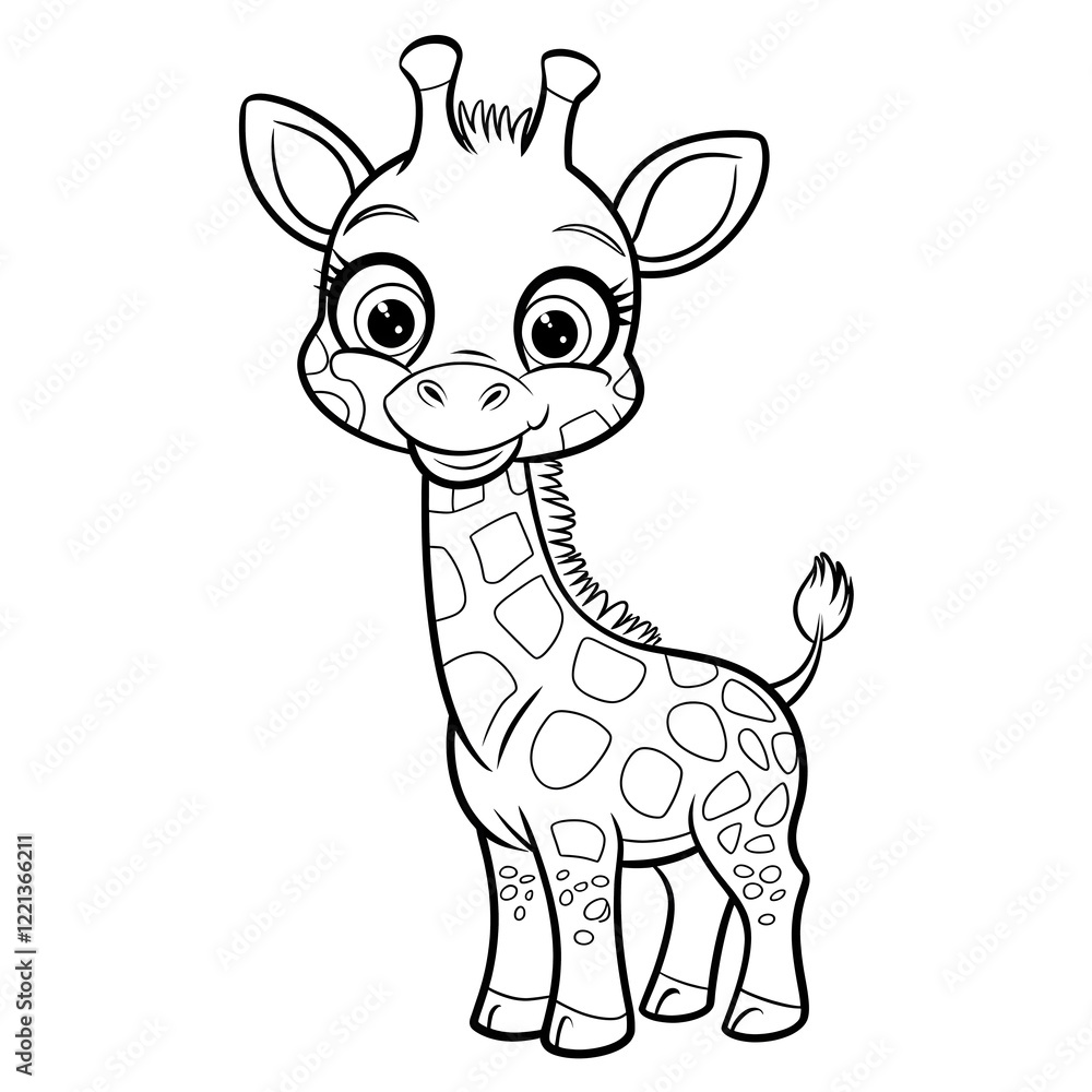 Obraz premium cute giraffe coloring page for kids