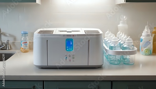 Sanitizing Baby Bottle Sterilizer: Modern Clean Design in Kitchen Setting