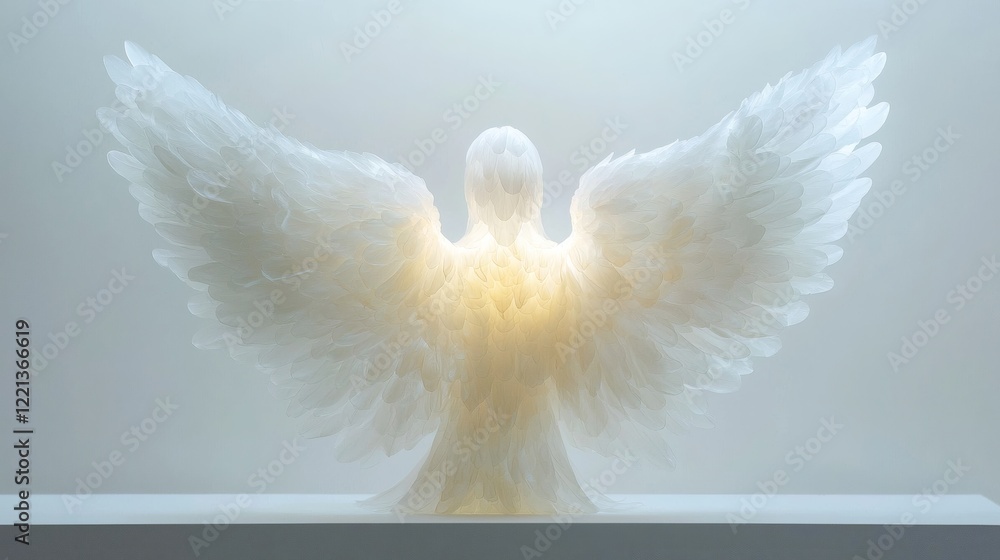 Fototapeta premium 17. A celestial angelic figure with a soft ethereal glow emanating from its wings