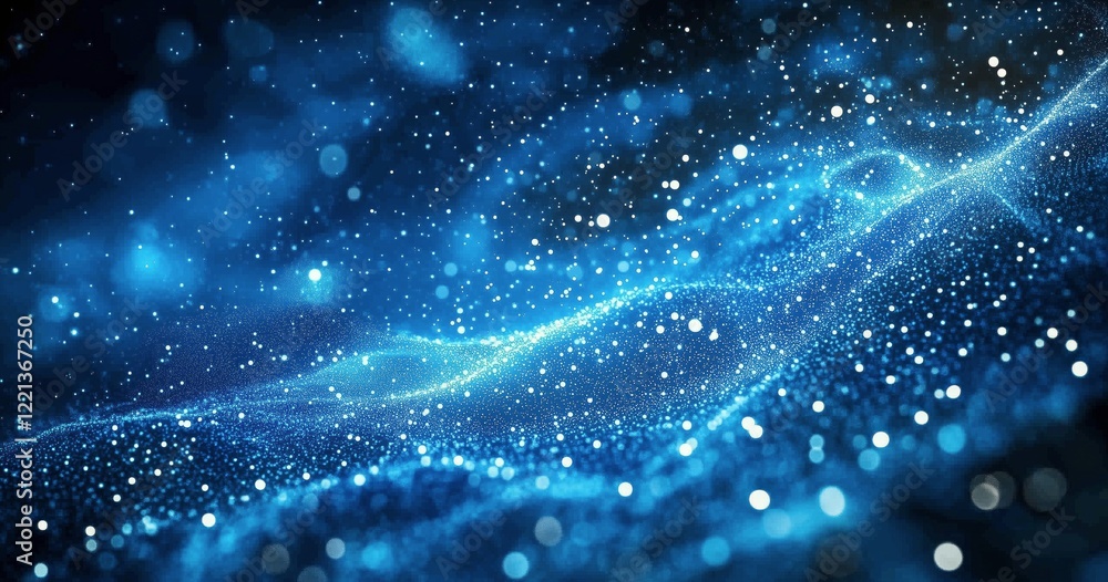 Cosmic blue wave with sparkling particles in deep space atmosphere Cosmic blue wave with sparkling particles in deep space atmosphere