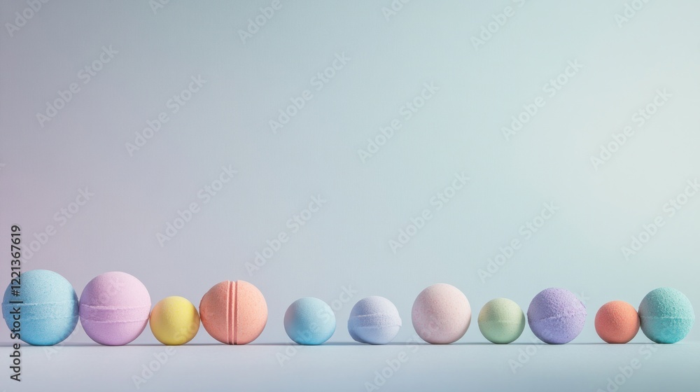 Pastel Bath Bombs in a Row Minimalist Photography Pastel Bath Bombs in a Row Minimalist Photography
