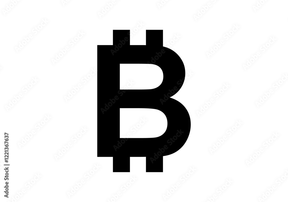 Icono negro de bitcoin en fondo blanco Icono negro de bitcoin en fondo blanco