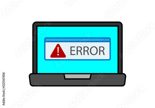 Ordenador portátil con aviso de error en pantalla