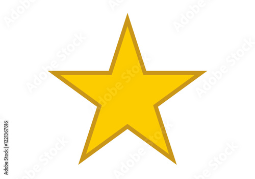 Estrella amarilla de trazo naranja en fondo blanco
