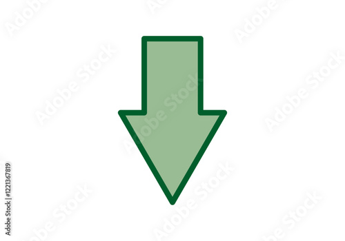 Flecha verde hacia abajo en fondo blanco