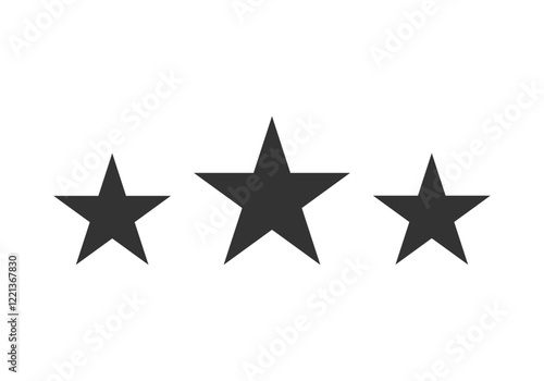 Tres estrellas negras de premios en fondo blanco