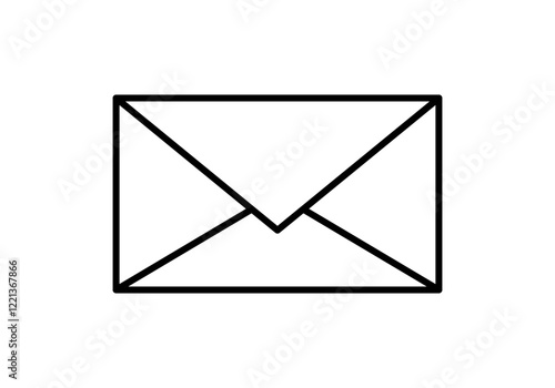 Icono negro de carta o sobre en fondo blanco