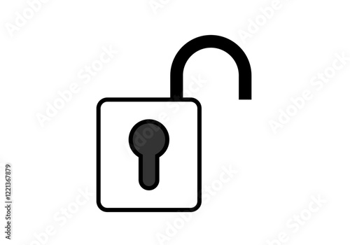 Icono negro de candado abierto en fondo blanco
