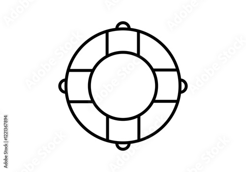 Icono negro de flotador salvavidas en fondo blanco