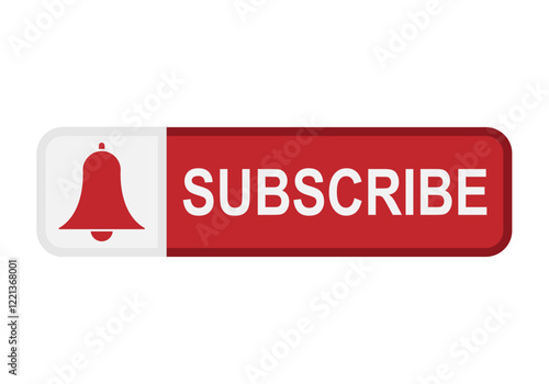 Barra roja de suscribirse con campana roja de notificación