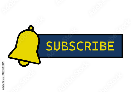 Botón de suscribirse azul oscuro con campana amarilla