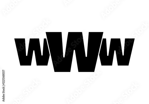 Tres W de pagina web de internet de color negro