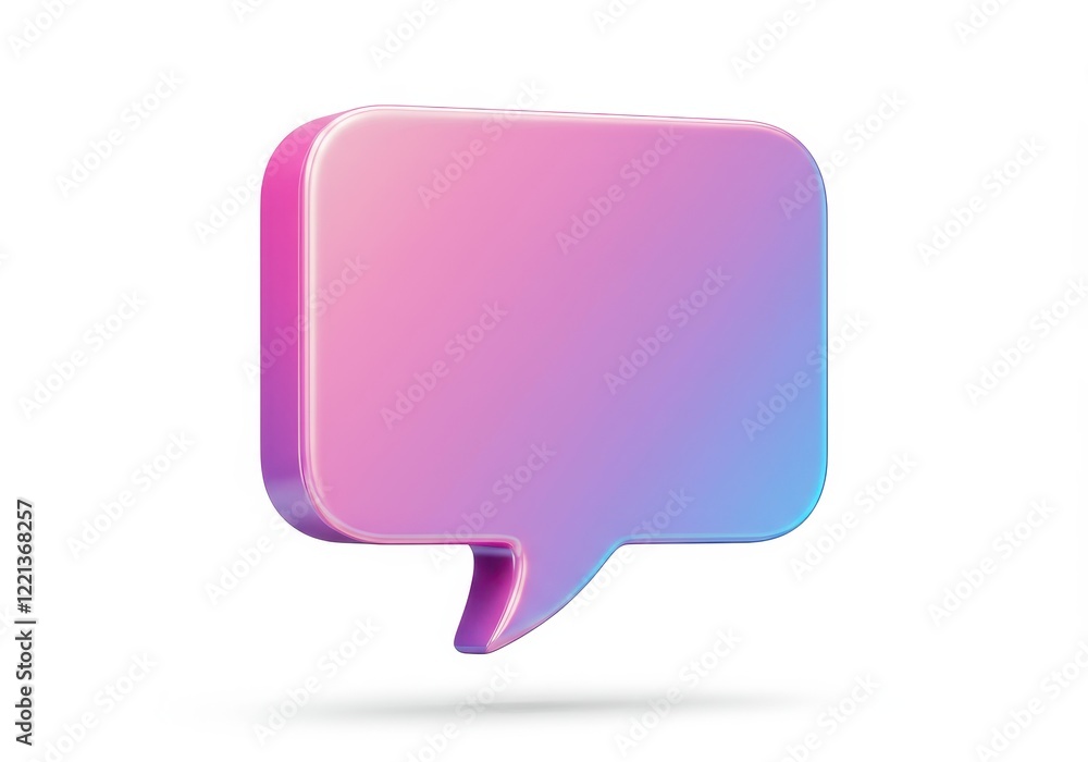 A 3D holographic speech bubble with a rounded rectangular shape isolated on white background A 3D holographic speech bubble with a rounded rectangular shape isolated on white background