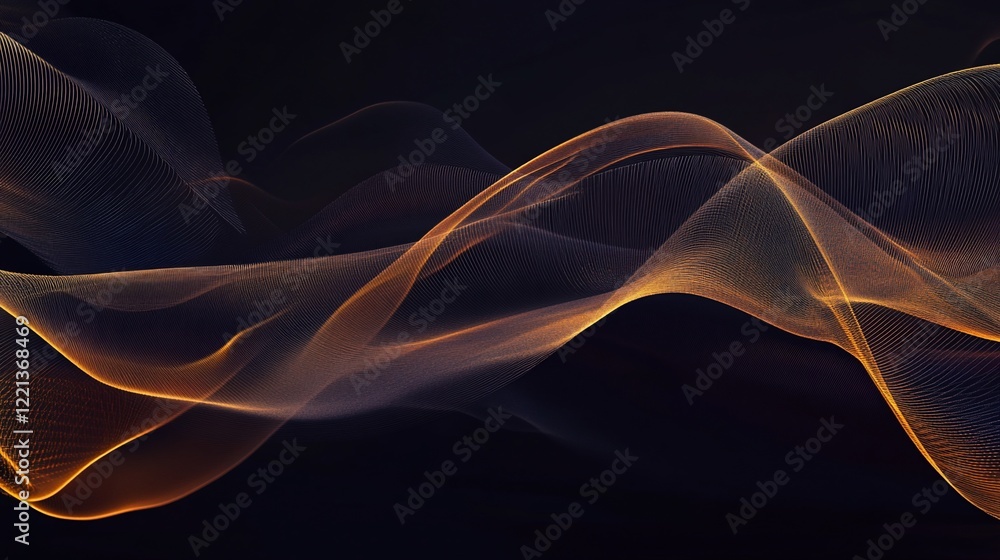Fototapeta premium Abstract golden lines flowing on a dark background creating a dynamic and elegant pattern
