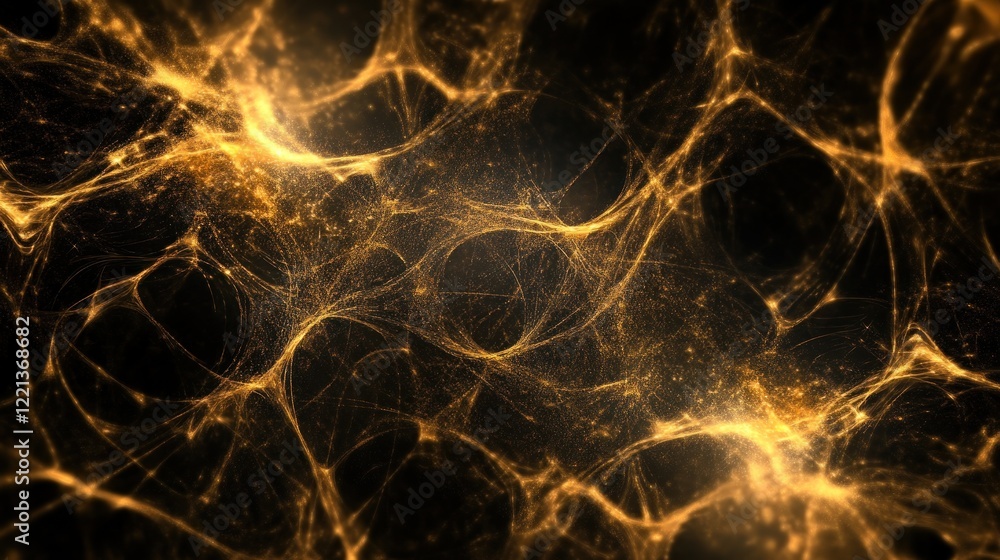 Obraz premium Golden Abstract Fractal Network: A Mystical Digital Artwork