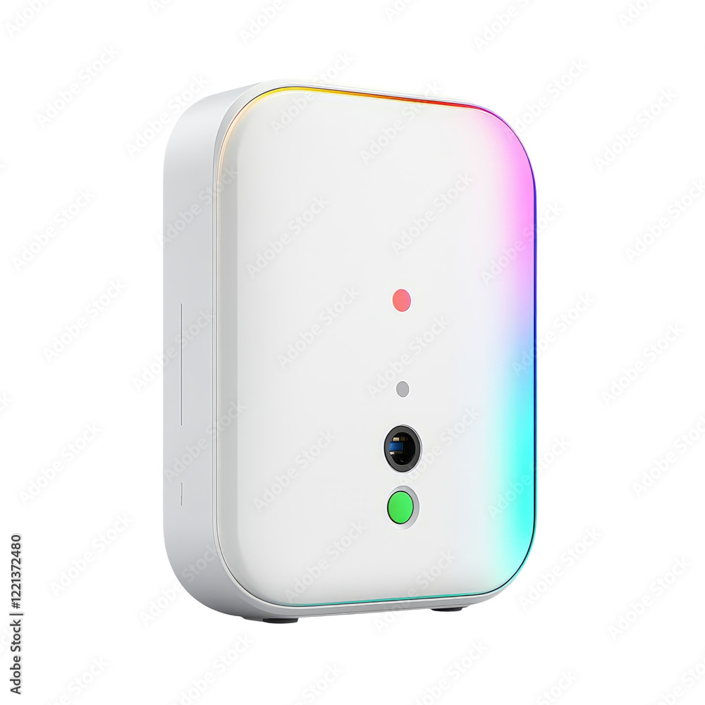 Modern smart device with colorful lights, isolated on transparent background Modern smart device with colorful lights, isolated on transparent background