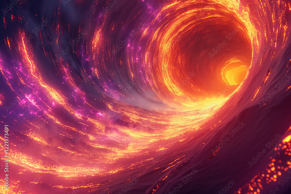 Obraz premium Glowing spiral vortex of fiery light and motion in abstract cosmic scene