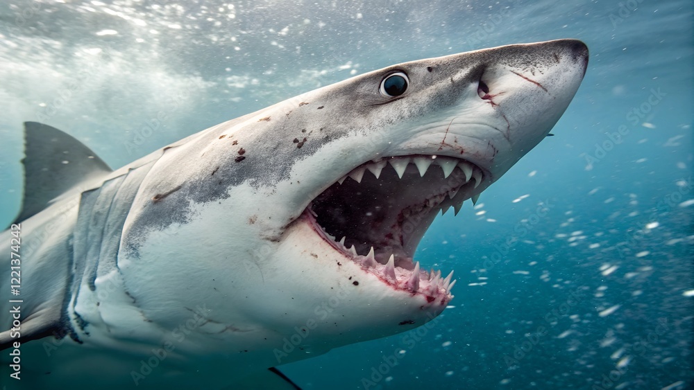 Fototapeta premium dangerous white shark close up