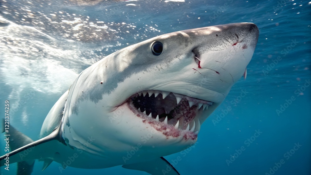 Fototapeta premium dangerous white shark close up