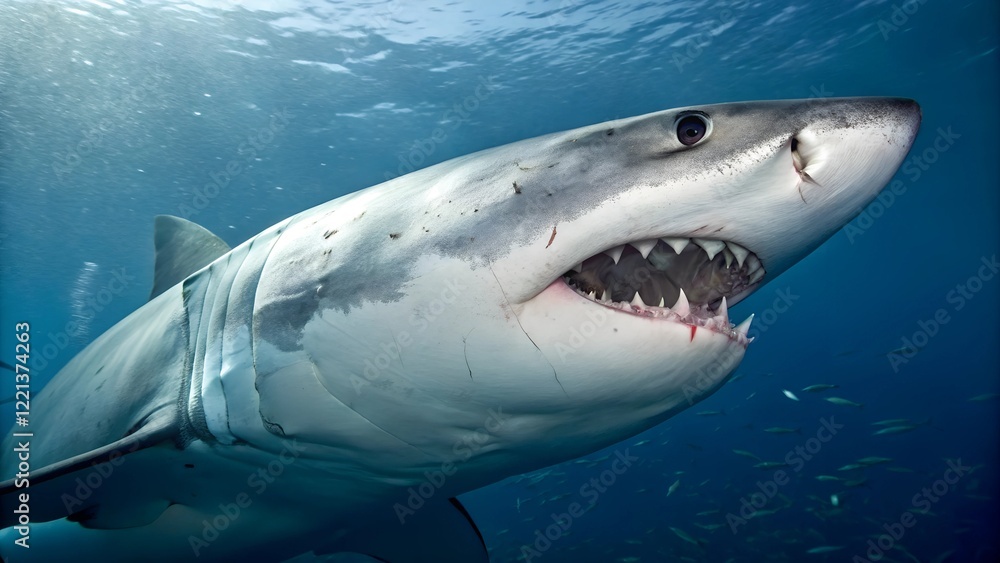 Fototapeta premium dangerous white shark close up