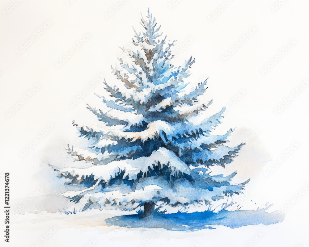 Majestic pine tree covered in snow, showcasing winter beauty and tranquility Majestic pine tree covered in snow, showcasing winter beauty and tranquility