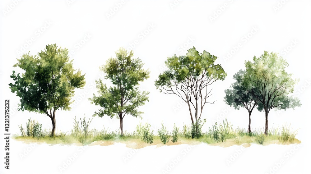 custom made wallpaper toronto digitalIsolated Green Grass and Tree Plants for Landscape Elevation