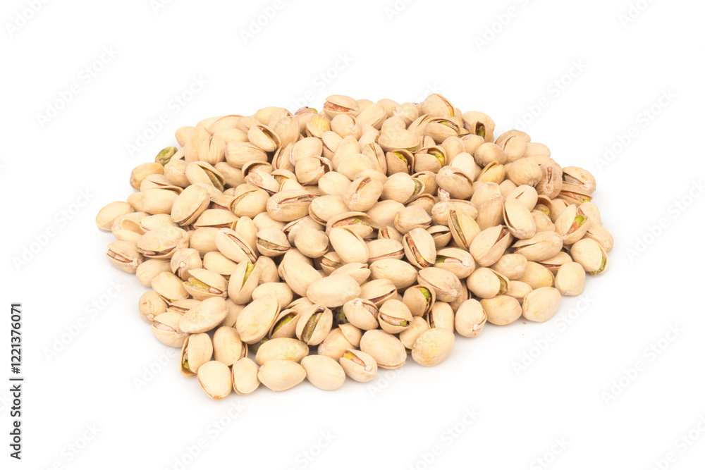 Pistachios pile isolated on white background Pistachios pile isolated on white background