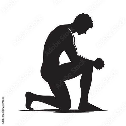 Silhouette of a kneeling person for timeless visual appeal - Kneeling person silhouette - Kneeling person vector - Kneeling person illustration - Kneel silhouette - Kneeling vector
