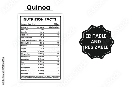 nutritional value of quinoa,nutrition content of quinoa,quinoa nutrition label,quinoa dietary facts