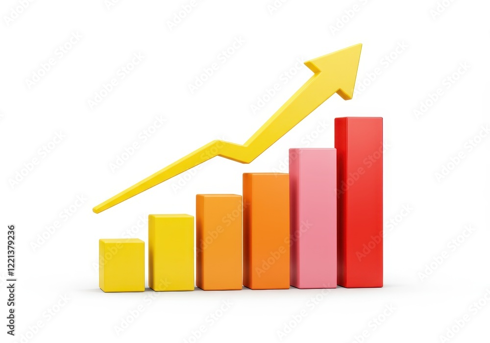 A 3D illustration of a bar graph symbolizing data or progress isolated on white background A 3D illustration of a bar graph symbolizing data or progress isolated on white background