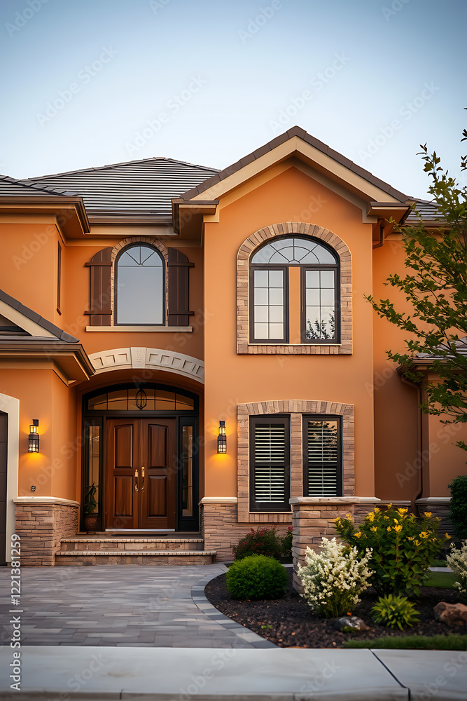Luxury Dream Home: Modern Architectural Design, Stunning Exterior, and Landscaped Entrance Luxury Dream Home: Modern Architectural Design, Stunning Exterior, and Landscaped Entrance
