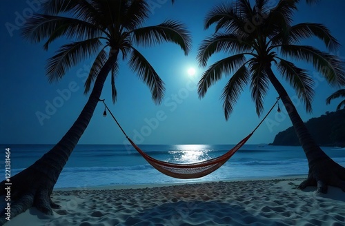 Night on the beach with a hammock