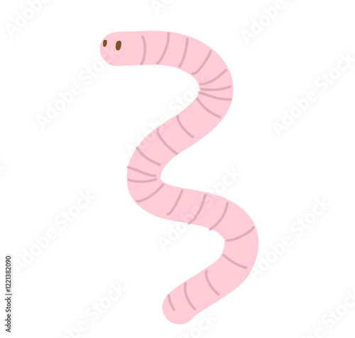 Illustration of cute pink worm. 