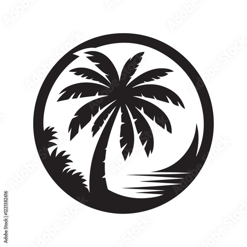 Coconut Tree Silhouette Vectors – Ideal for Posters, T-Shirts, and Logos photo