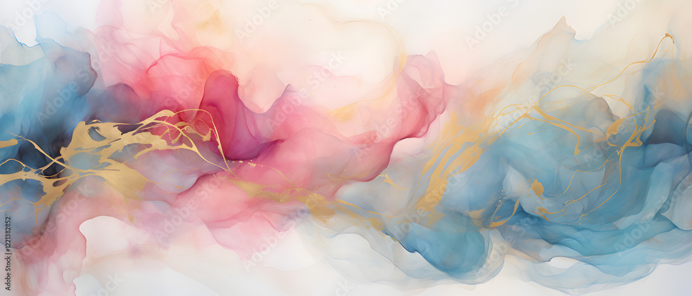 Luxury blue abstract background of marble liquid ink art painting on paper