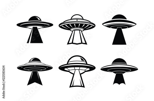 UFO in Space Silhouette Illustration and Extraterrestrial